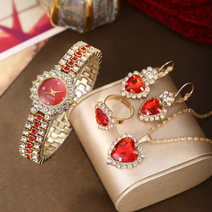 Reloj de cuarzo para mujer con diamantes de girasol, reloj de moda elegante de lujo, conjunto de regalo de joyería - Product Image 2