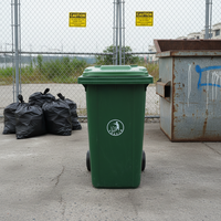 Poubelle rectangulaire extérieure en plastique écologique de 240 L avec poignée, en PEHD, capacité de recyclage de 50 L à 1100 L, avec couvercle