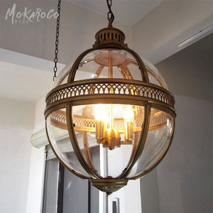 Lampadari a Sospensione Rotondi in Vetro Bronzo Giallo Stile Retrò Moderno per Ristoranti, Hotel e Lobby - Product Image 6