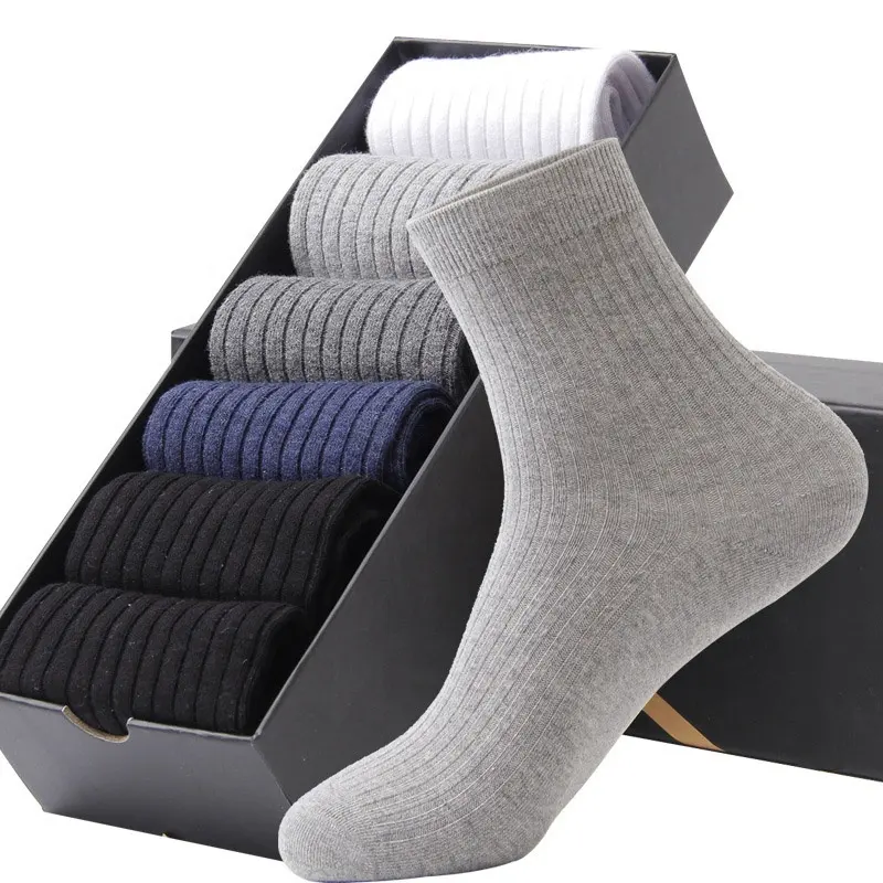 Wholesale Anti Odor Nano Silver Socks Cotton Seamless Business Dress Socks Gift Box For Mens