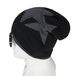 Women's Korean Style Knitted Wool Hat Black Warm Winter Beanie Couple Fashion Hat - Product Image 1