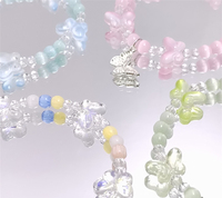 Bracelets tendance en perles de verre transparentes style Ins Pastel, bracelet extensible 6 tons style Elvish Girl, pour cadeau d'été pour adolescentes