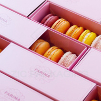 Boîtes à macarons à tiroir coulissant 6 pièces en papier, avec logo en feuille d'argent – Vente chaude