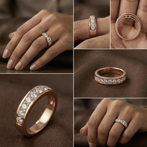 Anillo de Eternidad de Diamantes Cultivados en Laboratorio de Alta Calidad, Oro Rosa de 10K, Anillo de Compromiso Hecho a Mano para Mujer, Regalo de Joyería - Product Image 3