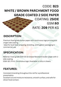 Continuous Logo Printed One Side Coated <b>Paper</b> Roll Custom Branded Food Grade <b>Wrapping</b> <b>Paper</b> Greaseproof Packaging Sheets - Product Image 4