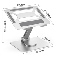 Support de tablette en alliage d'aluminium, Support réglable pour ordinateur portable jusqu'à 17 pouces, Support pliable pour ordinateur portable, Support de refroidissement
