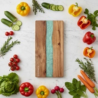 Planche à découper en résine de qualité supérieure YINHAO, motif rivière vert menthe, planche à découper en résine et bois faite à la main pour steak, pizza, fruits