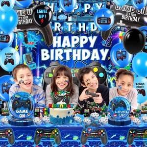 Set de Decoración para Fiesta de <span class=keywords><strong>Cumpleaños</strong></span> de Videojuegos, Decoración para Fiesta de Videojuegos, Platos, Servilletas, Globos, Mantel, Artículos para Fiesta - Product Image 2