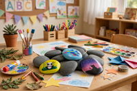 Pierres à peindre DIY, galets plats et lisses de 5 à 8 cm, pierres de rivière naturelles, écologiques, non toxiques, pour les loisirs créatifs des enfants, le graffiti, l'art et la décoration de la maison