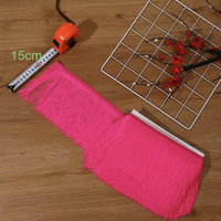 Frange en nylon doux épaissie de 15 cm, à double rangée de longues franges multiples, pour garniture latine, taille personnalisée