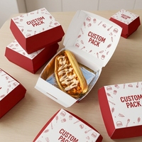 Scatola per Hamburger Biodegradabile Personalizzata per Fast Food, Confezione Monouso da Asporto Nera e Rosa, Scatola per Hamburger a Conchiglia all'Ingrosso