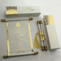 Cartes d'Invitation de Mariage en Rouleau Luxe Unique Nicro Original d'Usine Personnalisées avec Lettre Classique en Parchemin et Ruban à Pompon