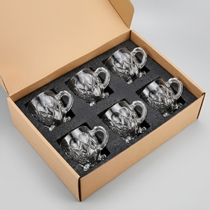 Classic Clear Glass Tea <b>Cup</b> and <b>Saucer</b> Gift Set with Durable Embossed Box for Tea Party Home Use - Product Image 6