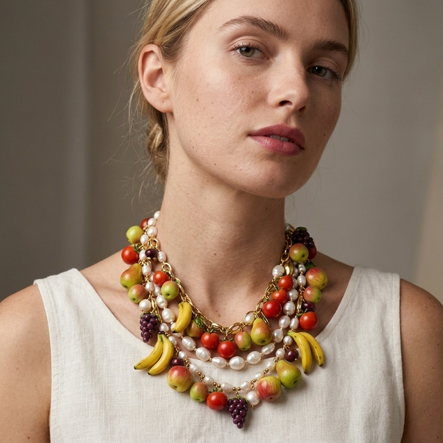 SongYi Handmade Colorful Fruit Beaded Necklace Bracelet Set for Women Summer Fashion Fruitcore Aesthetic Jewelry Layered