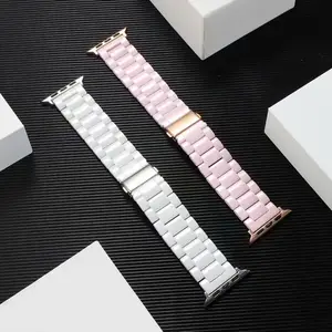 Ceramic band for Apple Watch Stainless Steel Watch Band Replacement for iWatch Bands pink white black 38mm 40mm 42mm 44mm