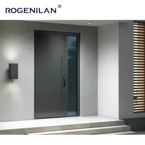 Porte in acciaio inossidabile con ingresso personalizzato ROGENILAN esterne di lusso in lega di alluminio porta d'ingresso porte Pivot italiane di ville di lusso