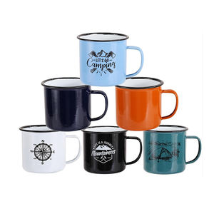 <span class=keywords><strong>Tasse</strong></span> en Émail Métallique Rouleau de Bord Rouge 8cm 350ml 12oz Personnalisable avec Logo pour Camping, Café, Vente en Gros - Product Image 1