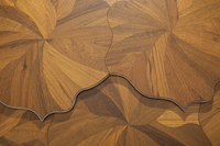 Petit Échantillon 100mm, Grand Échantillon 600mm, Luxueux Parquet en Bois avec Surface à Motif Lotus Multicolore, Design d'Intérieur Élégant