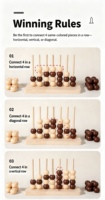 Jeu de société de combat Connect Four en bois de haute qualité, emballage en boîte colorée, jeu de table éducatif de combat