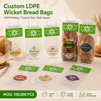Sacs à pain en LDPE de qualité alimentaire avec fond transparent, soufflet et fermeture thermoscellée, personnalisables avec logo