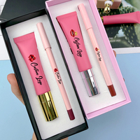 Kit Lèvres Marron Végan Brillant Extra-Éclatant avec Crayon Contour des Lèvres Mat – Marque Privée pour Maquillage Naturel