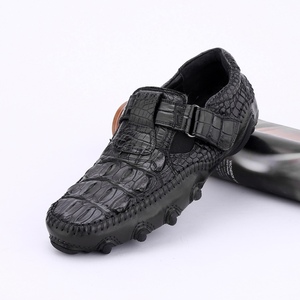 Mocasines Negros con Estampado de Piel de Cocodrilo 100%, Punta Redonda, Cierre de Velcro, Entresuela Acolchada de EVA, Suela de Goma, para Todas las Temporadas - Product Image 2