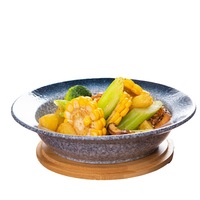 Assiette à soupe profonde en céramique émaillée de style japonais 8 pouces 10 pouces sushi mate réaction Restaurant Ménage saladier