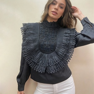 AIMEISI Nuove Bluse Eleganti da Donna <span class=keywords><strong>con</strong></span> Pieghe Uniche e <span class=keywords><strong>Paillettes</strong></span> Traforate - Product Image 1