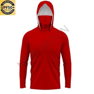 เสื้อตกปลาผู้ชายแบบแห้งเร็ว ระบายอากาศได้ดี ป้องกันรังสียูวี UPF 50+  แบบสั่งทำพิเศษ สีพื้น มีฮู้ด - Product Image 6