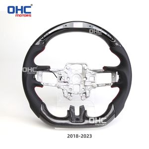 Volant à LED en fibre de carbone pour <span class=keywords><strong>Mustang</strong></span> <span class=keywords><strong>Gt</strong></span> Ecoboost <span class=keywords><strong>Gt</strong></span> Shelby Gt350 <span class=keywords><strong>2015</strong></span>-2017 2018-2023 Cuir perforé - Product Image 3