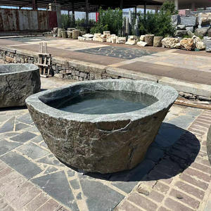 Pot de fleur extérieur en pierre naturelle Pot d'eau en pierre de cour étang à poissons pour la décoration de jardin - Product Image 6