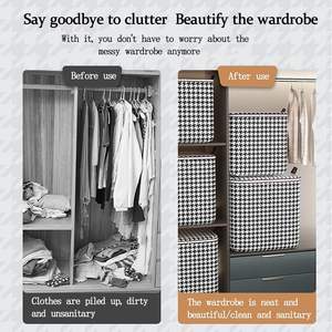 पतले कपड़े वार्डरोब कपड़े व्यवस्थित भंडारण बॉक्स कपड़ों की रजाई भंडारण बैग अलमारी का आयोजन भंडारण बॉक्स बास्केट - Product Image 5