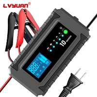 Chargeur de batterie de voiture intelligent LVYUAN 10A pour batterie au plomb-acide 12V 24V, affichage LED, chargeur de batterie entièrement automatique intelligent