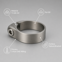 Collier de selle de vélo en titane Ti-6Al-4V brossé naturel, usiné CNC 3 axes, ajustement parfait, prêt pour le sport automobile