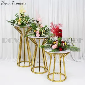 Hot Sale Vàng Pvc Glass Bảng Hiển Thị Hoa Đứng Rẻ Hơn Plinths Wedding Tổ Chức Sự Kiện Sang Trọng Bánh Bảng