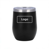 12oz Vacuüm Geïsoleerde RVS Wijnbeker Met Deksel, Aangepaste Logo, Groothandel, Herbruikbare Reisbeker, Bedrijfs Promotiegeschenk