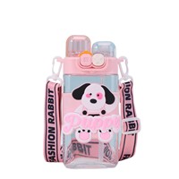 Gourde Enfant Mignonne 520ml Anti-fuite Sans BPA Réutilisable avec Paille/Sangle pour l'école 2026