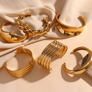 ITA Dreamshow Brazaletes de Acero Inoxidable, Joyería de Diseño Grueso y Llamativo, Joyería de Acero Inoxidable Chapada en Oro de 18k - Product Image 5