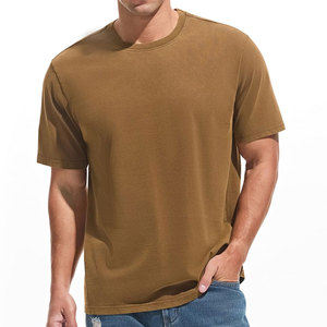 Collection été pour hommes, t-shirt en coton surdimensionné, couleur unie, col rond simple, coupe ajustée, vêtements décontractés sur mesure, t-shirts pour hommes - Product Image 6
