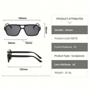 Gafas de Sol Cuadradas con Marco Pequeño Azul Retro de Moda 2022, Gafas de Sol de Piloto con Doble Puente para Mujer - Product Image 5