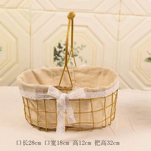 Iron-framed, fabric-lined <b>baskets</b>, rattan, willow, straw, hand-held woven <b>baskets</b>, flower <b>baskets</b>, bamboo <b>baskets</b>, modern - Product Image 3