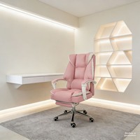 Chaise de bureau confortable pour le travail sédentaire, chaise d'ordinateur inclinable à dossier haut, pivotante, en cuir, ergonomique, avec structure en acier à 5 étoiles