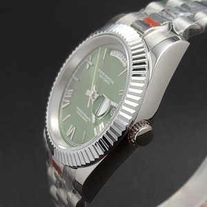 Montre pour homme de 41 mm avec lunette cannelée, boîtier en acier massif, loupe, cristal saphir, cadran vert, compatible avec le mouvement 8285 - Product Image 3