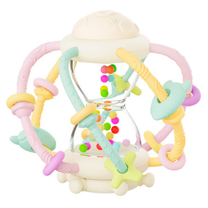 Manhattan Baby Teether Ball 0-24 mois Jouet à hochet en silicone pour bébés avec perles colorées et poignées souples - Product Image 2