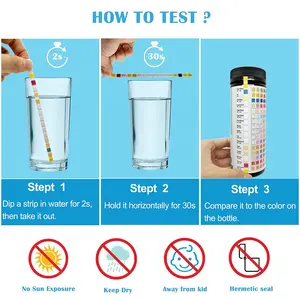 16 -in-1 Water Test Strips With PH Hardness Nitrite Chlorine Iron Bromine For Tap Water Swimming Pool Quality Test