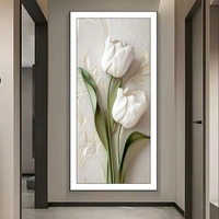 Affiches et impressions abstraites de plantes, art mural nordique pour salon, feuilles, fleurs, peinture 3D sur toile en cuir gaufré