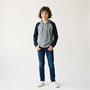 <span class=keywords><strong>Felpa</strong></span> con <span class=keywords><strong>cappuccio</strong></span> e mezza zip da ragazza con maniche raglan e design a blocchi di colore - Product Image 5