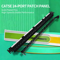 Panneau de brassage Cat5e 24 ports UTP 1U 19 pouces pour montage en rack, cadre de distribution réseau RJ45 avec gestion de câbles