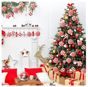 Juego de adornos de Piruleta de caramelo de Navidad, 24 piezas, decoración de árbol de Navidad, colgante de madera para fiesta de decoración del hogar de Año Nuevo - Product Image 6