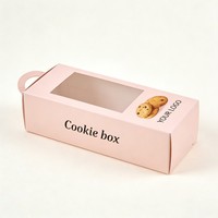 Custom LOGO Luxury Biscuit Cardboard Cookie Box with PVC Window Bakery Folding Shipping Box Donut Paper Display Box With Hanger